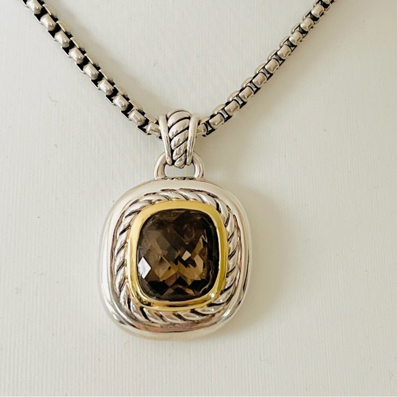 David Yurman Large Smoky Quartz Pendant Enhancer With Gold - Picture 4 of 7